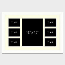 Load image into Gallery viewer, Multi Photo Frame - 7 Apertures to Hold 6 7"x5" and 1 12"x16" Photo Sizes - Multi Photo Frames