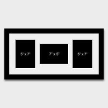Load image into Gallery viewer, Multi Photo Frame Holds 3 5"x7" Mixed Shape Photos in a Black Frame - Multi Photo Frames