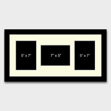 Load image into Gallery viewer, Multi Photo Frame Holds 3 5"x7" Mixed Shape Photos in a Black Frame - Multi Photo Frames