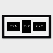 Load image into Gallery viewer, Multi Photo Frame Holds 3 5"x7" Mixed Shape Photos in a Black Wood Frame - Multi Photo Frames