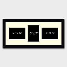 Load image into Gallery viewer, Multi Photo Frame Holds 3 5"x7" Mixed Shape Photos in a Black Wood Frame - Multi Photo Frames