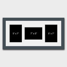 Load image into Gallery viewer, Multi Photo Frame Holds 3 5"x7" Mixed Shape Photos in a Grey Frame - Multi Photo Frames