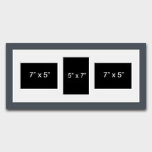 Load image into Gallery viewer, Multi Photo Frame Holds 3 5"x7" Mixed Shape Photos in a Grey Wooden Frame - Multi Photo Frames