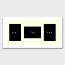 Load image into Gallery viewer, Multi Photo Frame Holds 3 5"x7" Mixed Shape Photos in a White Frame - Multi Photo Frames