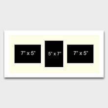 Load image into Gallery viewer, Multi Photo Frame Holds 3 5"x7" Mixed Shape Photos in a White Wood Frame - Multi Photo Frames