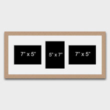 Load image into Gallery viewer, Multi Photo Frame Holds 3 5"x7" Mixed Shape Photos in an Oak Veneer Frame - Multi Photo Frames