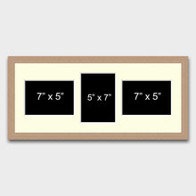 Load image into Gallery viewer, Multi Photo Frame Holds 3 5"x7" Mixed Shape Photos in an Oak Veneer Frame - Multi Photo Frames