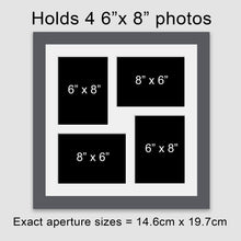 Load image into Gallery viewer, Multi Photo Frame Holds 4 6"x8" Photos in a Grey Wood Frame - Multi Photo Frames