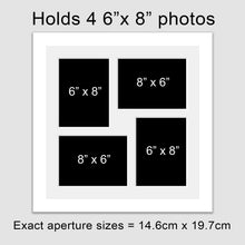 Load image into Gallery viewer, Multi Photo Frame Holds 4 6"x8" Photos in a White Wood Frame - Multi Photo Frames