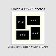 Load image into Gallery viewer, Multi Photo Frame Holds 4 6"x8" Photos in a White Wood Frame - Multi Photo Frames
