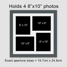 Load image into Gallery viewer, Multi Photo Frame Holds 4 8" x 10" Photos in a Grey Wood Frame - Multi Photo Frames