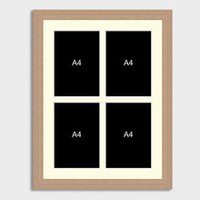 Load image into Gallery viewer, Multi Photo Frame Holds 4 A4 certificates/photos in a Oak Veneer Frame - Multi Photo Frames