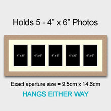Load image into Gallery viewer, Multi Photo Frame Holds 5 6"x4" Photos in a 20mm Oak Veneer Frame - Multi Photo Frames