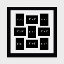 Load image into Gallery viewer, Multi Photo Frame Holds 9 5"x7" Photos in a 33mm Black Wood Frame - Multi Photo Frames