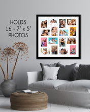 Load image into Gallery viewer, Multi Photo Frame to Hold 16 - 7"x5" Photos | Black Wood Frame - Multi Photo Frames