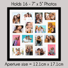 Load image into Gallery viewer, Multi Photo Frame to Hold 16 - 7"x5" Photos | Black Wood Frame - Multi Photo Frames