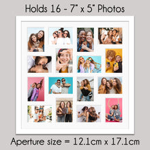 Load image into Gallery viewer, Multi Photo Frame to Hold 16 - 7"x5" Photos | White Wood Frame - Multi Photo Frames