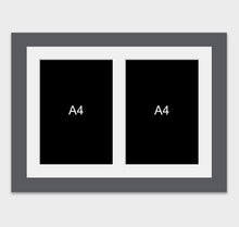 Load image into Gallery viewer, Multi-Photo Frame to hold 2 A4 Certificates/Photos in a Grey Wooden Frame - Multi Photo Frames