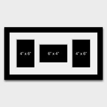 Load image into Gallery viewer, Multi Photo Frame to hold 3 4" x 6" Mixed Photos in a black frame - Multi Photo Frames