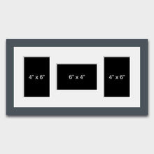 Load image into Gallery viewer, Multi Photo Frame to hold 3 4" x 6" Mixed Photos in a grey frame - Multi Photo Frames