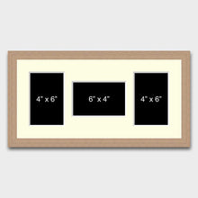 Load image into Gallery viewer, Multi Photo Frame to hold 3 4" x 6" Mixed Photos in an Oak Veneer Frame - Multi Photo Frames