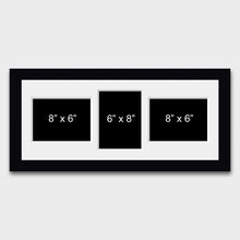 Load image into Gallery viewer, Multi Photo Frame to hold 3 8" x 6" Mixed Shape Photos in a Black Frame - Multi Photo Frames