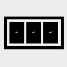 Load image into Gallery viewer, Multi-Photo Frame to hold 3 A4 certificates/photos in a Black Wooden Frame - Multi Photo Frames