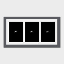 Load image into Gallery viewer, Multi-Photo Frame to hold 3 A4 certificates/photos in a Grey Wooden Frame - Multi Photo Frames