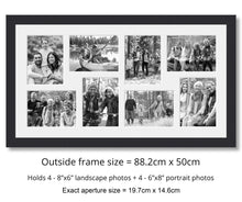 Load image into Gallery viewer, Multi Photo Frame to Hold 8 - 8"x6" photos in a Black Wood Frame - Multi Photo Frames