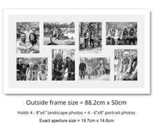 Load image into Gallery viewer, Multi Photo Frame to Hold 8 - 8"x6" photos in a White Wood Frame - Multi Photo Frames