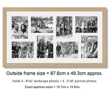 Load image into Gallery viewer, Multi Photo Frame to Hold 8 - 8"x6" photos in an Oak Veneer Wood Frame - Multi Photo Frames