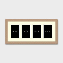 Load image into Gallery viewer, Multi Photo Picture Frame | 4 Apertures 6x4 Photos in a 20mm Oak Veneer Frame - Multi Photo Frames