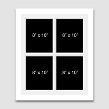 Load image into Gallery viewer, Multi Photo Picture Frame 4 Apertures to Hold 8x10 photos in a 22mm White Wood Frame - Multi Photo Frames