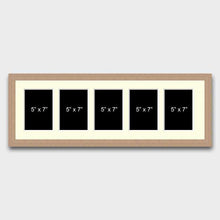 Load image into Gallery viewer, Multi Photo Picture Frame 5 Apertures to Hold 7x5 Photos in a 20mm Oak Veneer Frame - Multi Photo Frames