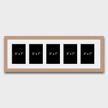 Load image into Gallery viewer, Multi Photo Picture Frame 5 Apertures to Hold 7x5 Photos in a 20mm Oak Veneer Frame - Multi Photo Frames
