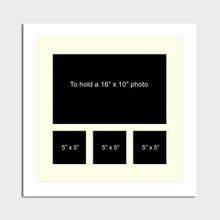 Load image into Gallery viewer, Multi Photo Picture Frame | Holds 1 16"x10" and 3 5"x5" Photos in a 33mm White Wood Frame - Multi Photo Frames