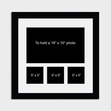 Load image into Gallery viewer, Multi Photo Picture Frame | Holds 1 16"x10" and 3 5"x5" Photos in a Black Frame - Multi Photo Frames