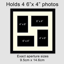 Load image into Gallery viewer, Multi Photo Picture Frame - Holds 4 4" x 6" photos in a Black Frame - Multi Photo Frames