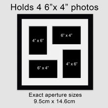 Load image into Gallery viewer, Multi Photo Picture Frame - Holds 4 4" x 6" photos in a Black Frame - Multi Photo Frames