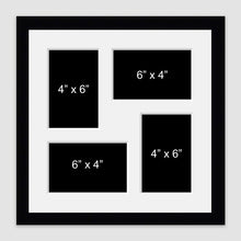 Load image into Gallery viewer, Multi Photo Picture Frame - Holds 4 4" x 6" photos in a Black Frame - Multi Photo Frames