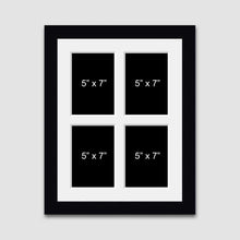 Load image into Gallery viewer, Multi-Photo Picture Frame Holds 4 5" x 7" Photos in a Black Wood Frame - Multi Photo Frames