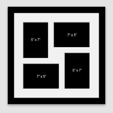 Load image into Gallery viewer, Multi Photo Picture Frame Holds 4 5"x7" Photos in a Black Frame - Multi Photo Frames