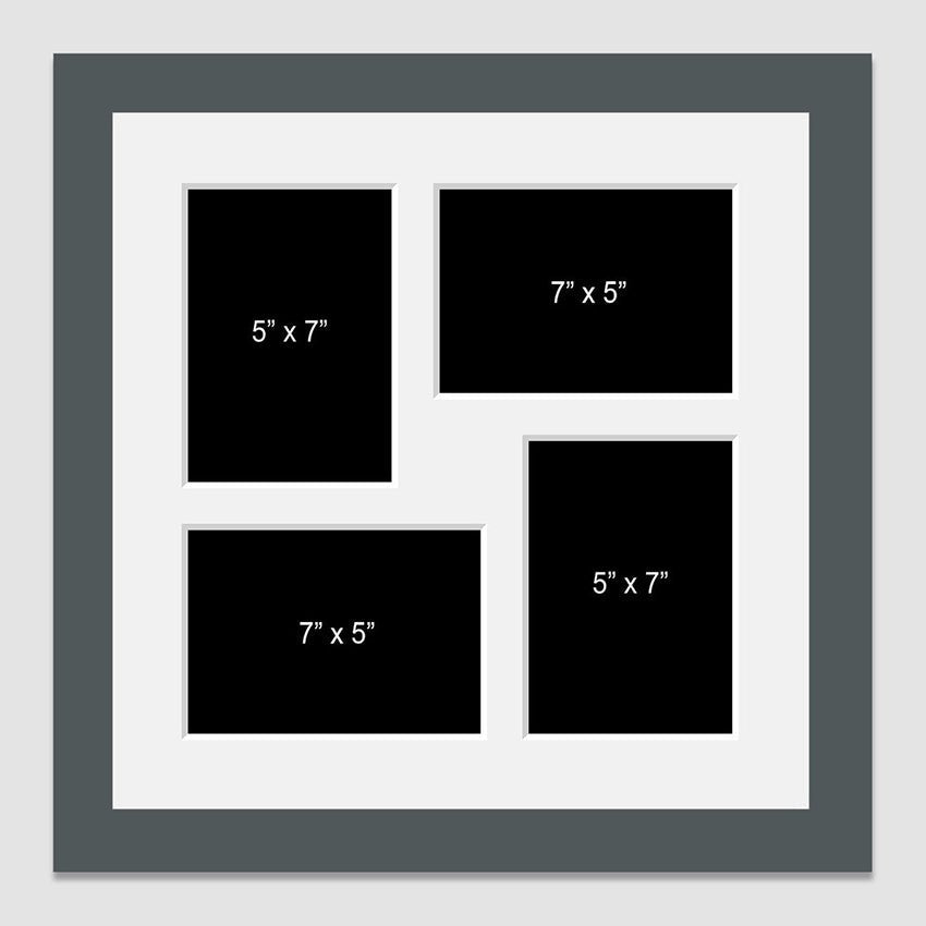 Multi Photo Picture Frame Holds 4 5 x7 Photos in a Grey Wood Frame
