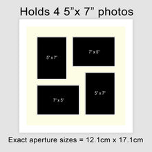 Load image into Gallery viewer, Multi Photo Picture Frame Holds 4 5"x7" Photos in a White Frame - Multi Photo Frames
