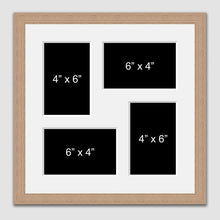 Load image into Gallery viewer, Multi Photo Picture Frame - Holds 4 6" x 4" photos in an Oak Veneer Frame - Multi Photo Frames