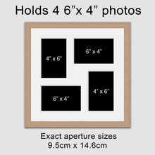 Load image into Gallery viewer, Multi Photo Picture Frame - Holds 4 6" x 4" photos in an Oak Veneer Frame - Multi Photo Frames