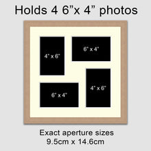 Load image into Gallery viewer, Multi Photo Picture Frame - Holds 4 6" x 4" photos in an Oak Veneer Frame - Multi Photo Frames