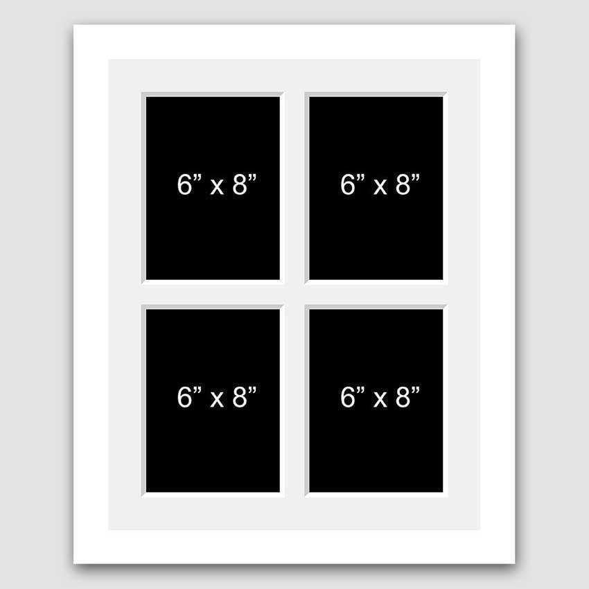 Multi Photo Picture Frame Holds 4 8"x6" Photos in a White Frame Multi