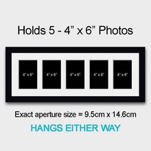 Load image into Gallery viewer, Multi Photo Picture Frame Holds 5 6"x4" Photos in a 22mm Black Wooden Frame - Multi Photo Frames
