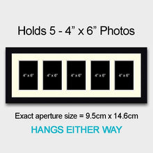 Load image into Gallery viewer, Multi Photo Picture Frame Holds 5 6"x4" Photos in a 22mm Black Wooden Frame - Multi Photo Frames